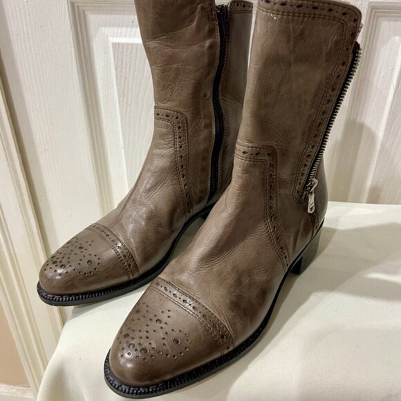 MARINA RINALDI MID CALF WESTERN BOOTS GREY DISTRESSED GRUNGE MADE IN ITALY SZ 35 - Picture 16 of 16